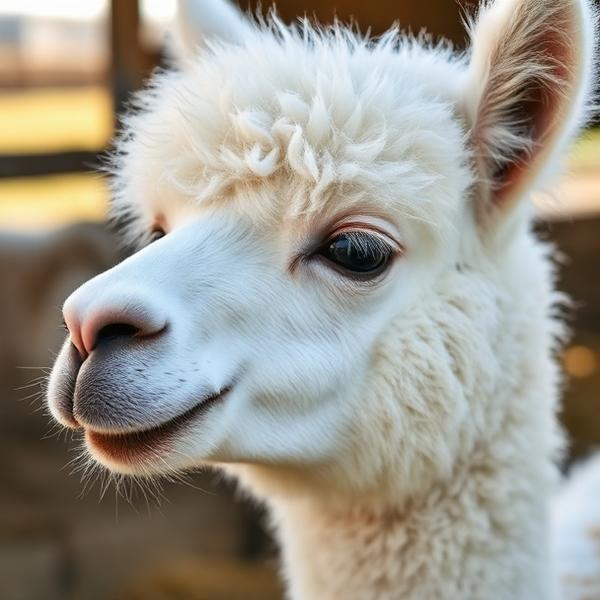Close-up van een witte alpaca