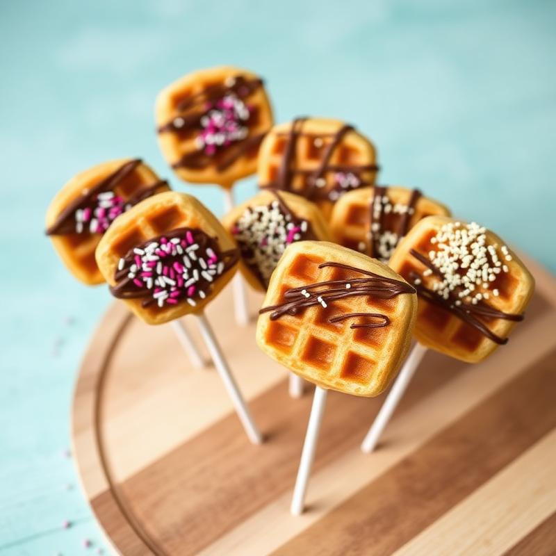 Versierde wafellolly's op een houten plank
